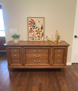 Vintage Mid Century Modern Nine Drawer Walnut Dresser