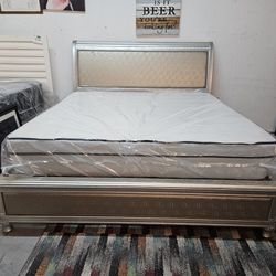 King Size Bed With Mattress And Box Spring 