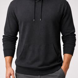 True Classic Black Waffle Knit Hoodie XL – Soft Stretch Pullover