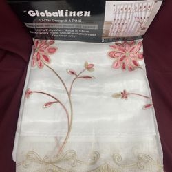 Embroidered Curtains W/ Attached Valence & Sheer Backing
