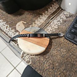 MEN'S VINTAGE BLACK FAUX LEATHER BRAIDED BRACELET WITH CLASP  UNISEX