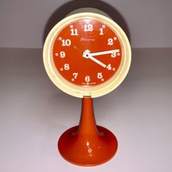 Vintage Orange Mod Era Space Age Tulip  Clock Blessing 1970s West Germany Works !