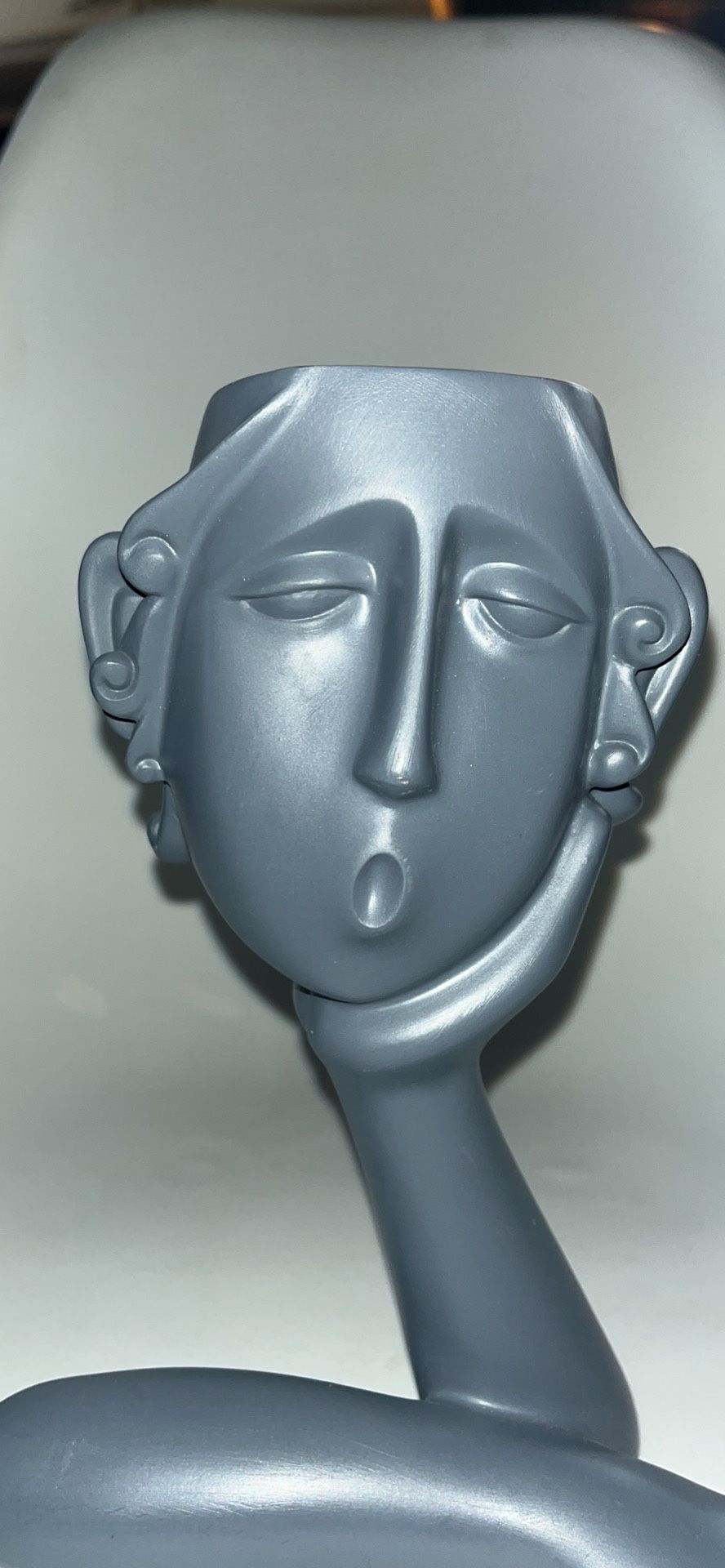 Human Face Form Planter Succulent Planter Vase Abstract Statue Creative Portrait Vase Decorative Resin 