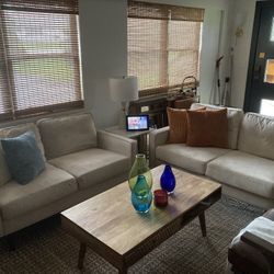 2 Ivory Velvet Sofas