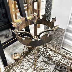Large Wrought Iron Hand Made Antique Chandelier - Non Electric 