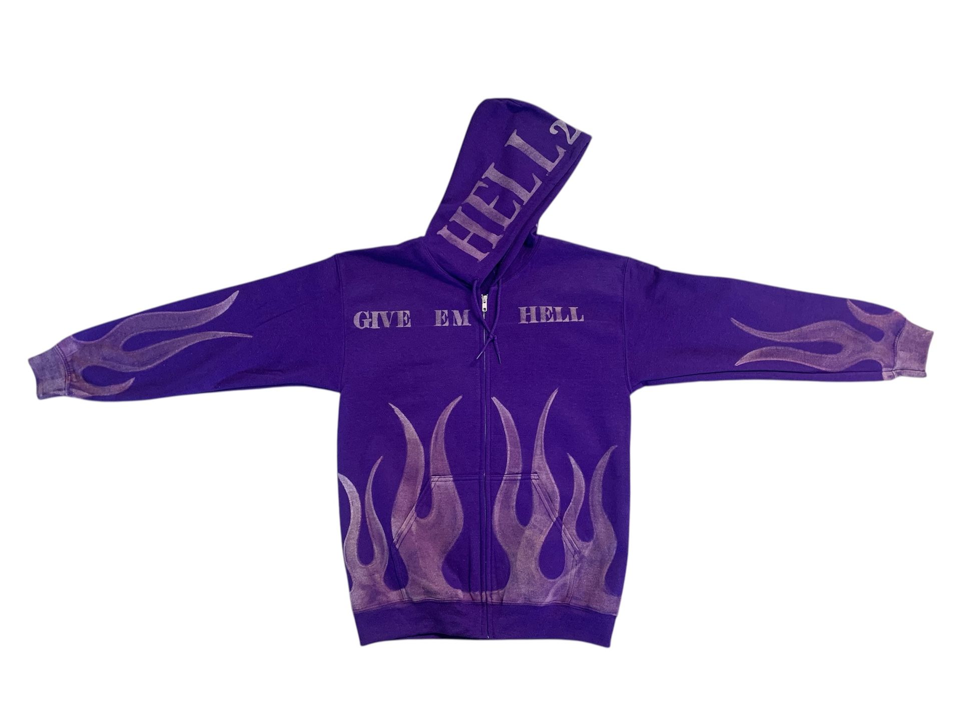 Hell2pay Purple Flame Dealing With Motion Zip Up Hoodie Size Medium Men 