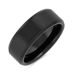 Brand New Shane Co. Men’s Beveled Edge Black Titanium Wedding Band 8mm – Size 9