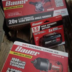 Bauer Impact Wrench, Grinder And Battery 