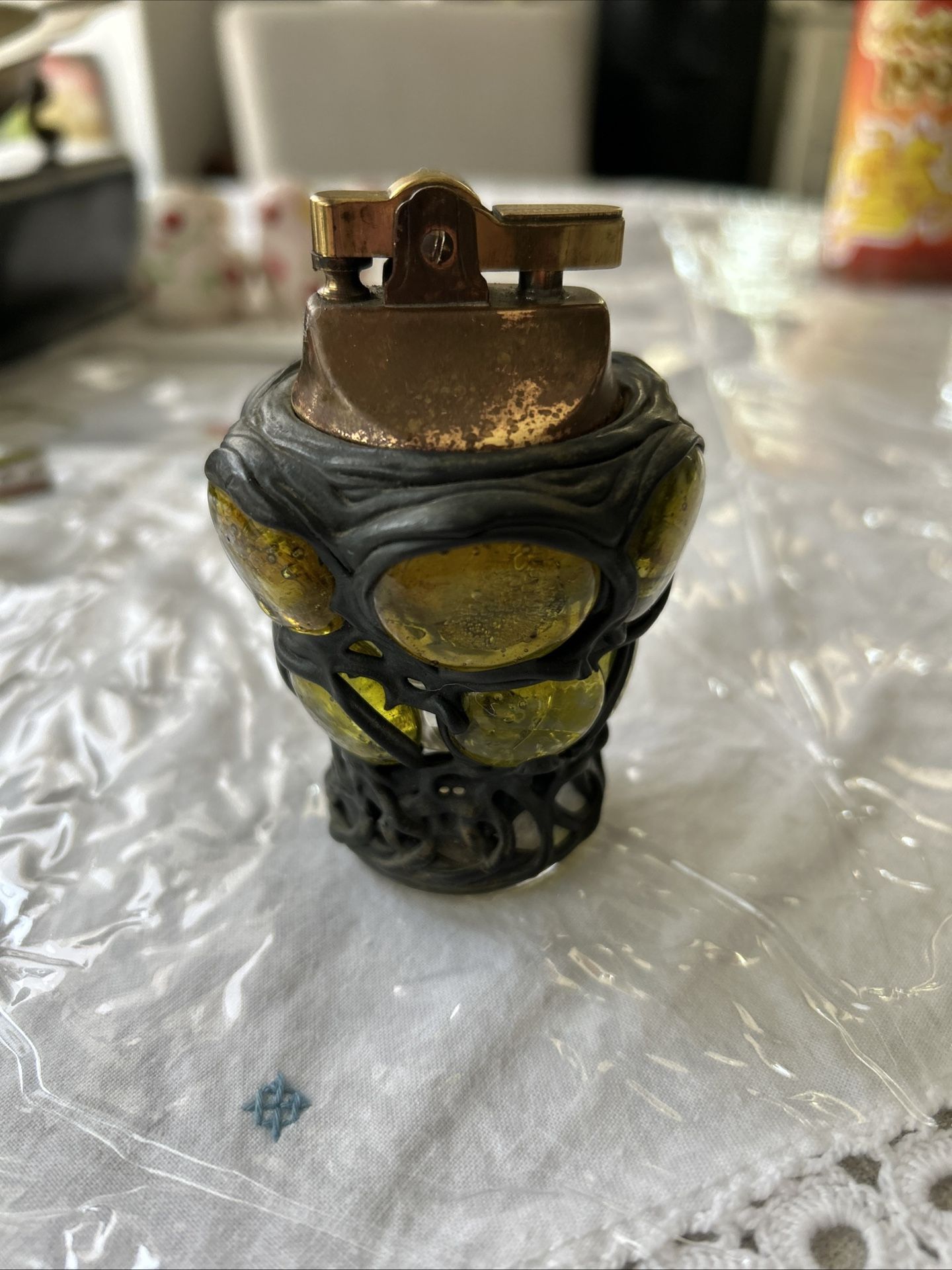 Vintage Italian Bertino Glass Table Lighter. Tested And Working