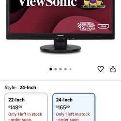 ViewSonic 24 Inch Full HD 1080p LED Monitor