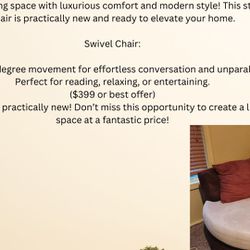 Living Room Luxury for Less: Swivel Chair (Like New!)**