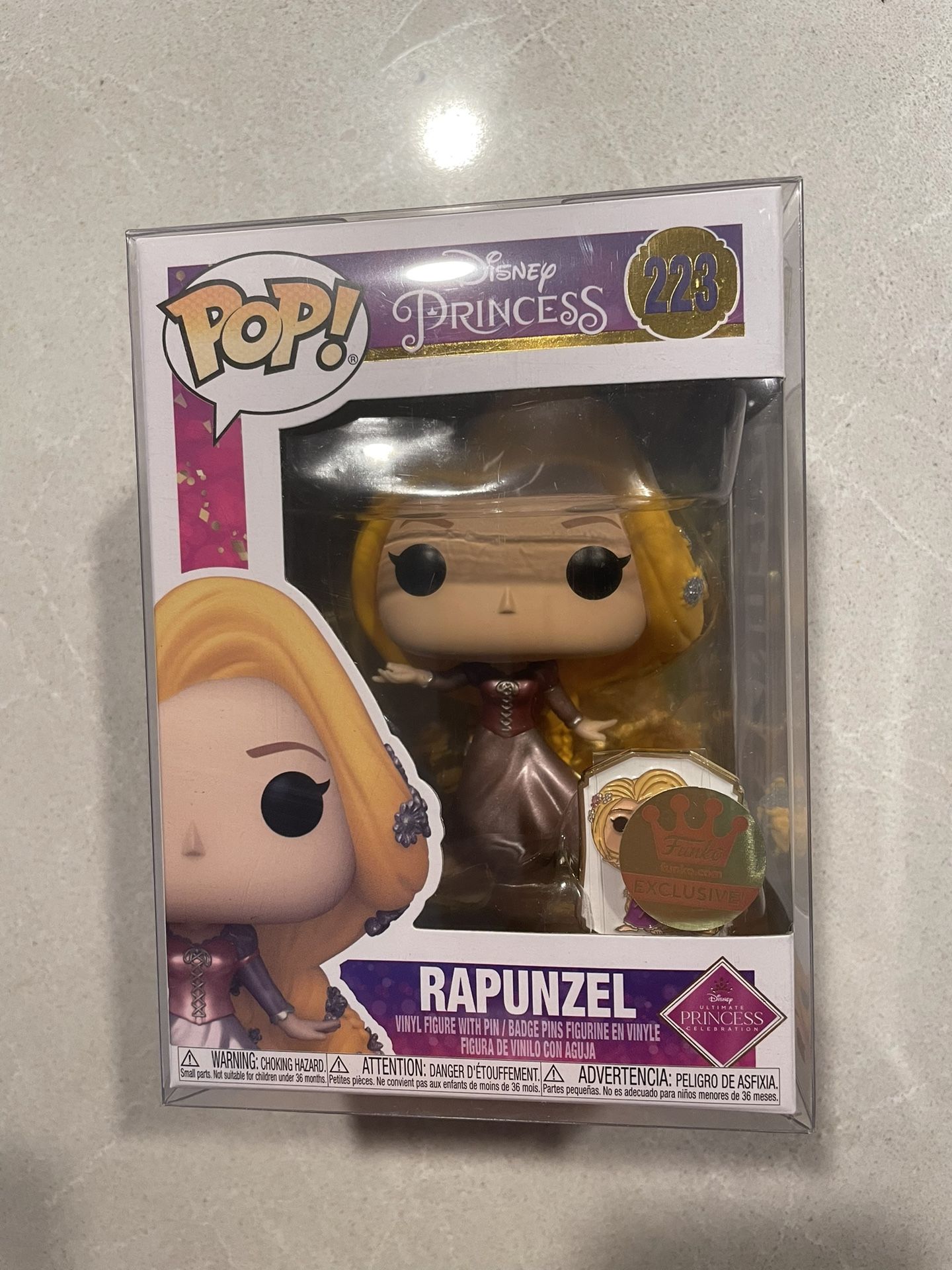 Rapunzel Ultimate Princess Collection Funko Pop + Pin *MINT* Online Shop Exclusive Disney Tangled 223 with protector Diamond Metallic
