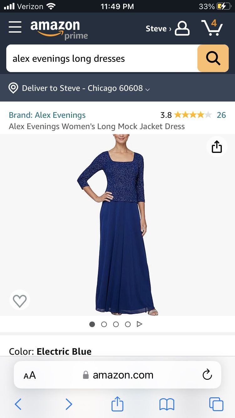Formal Dress. Blue.  14W.  Altered To 5’4”. Worn Once. 