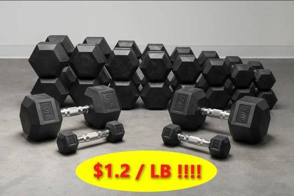 【!!CLEARANCE!!】HIGH QUALITY HEX DUMBBELL DUMBBELLS SET RUBBER PLATES