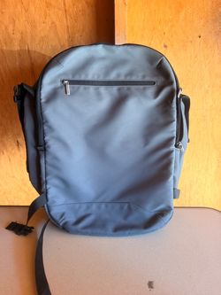Grey Nylon Backpack with Zipper Pockets