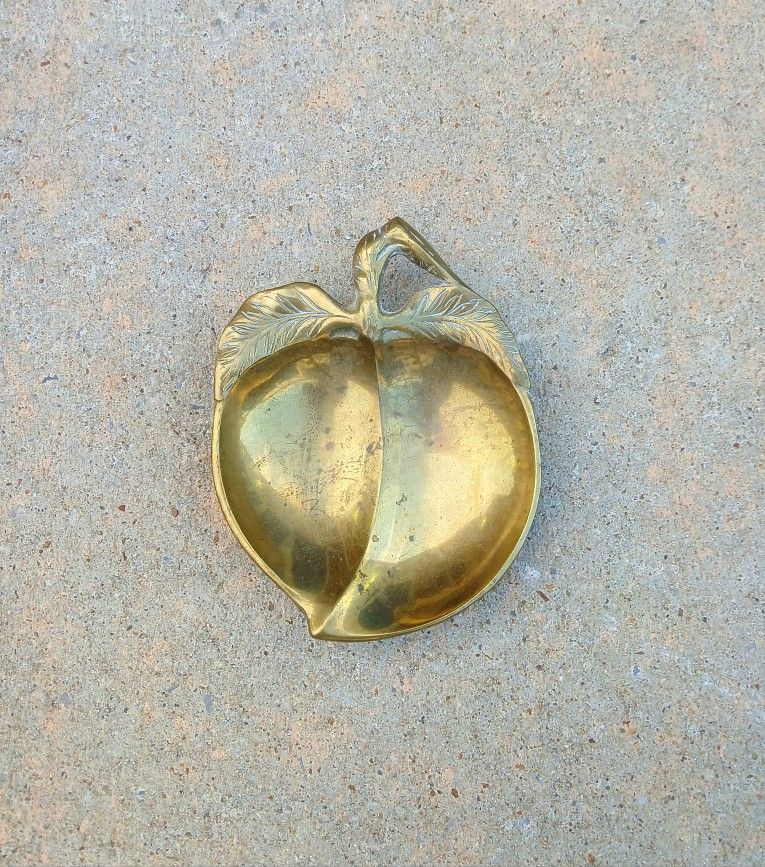 Vintage Brass Apple Half Trinket Dish 