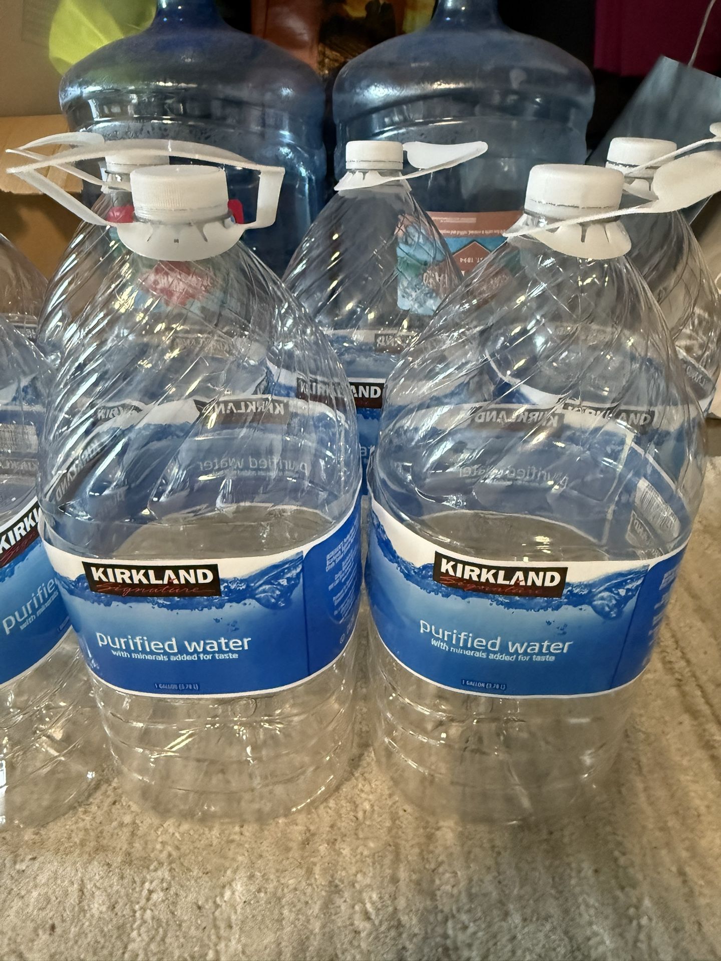 I have 20 Brand new ( EMPTY) Kirkland purified 1 gallon (3.78 L) EMPTY bottles.$.50/each. $10/ for 20 bottles .