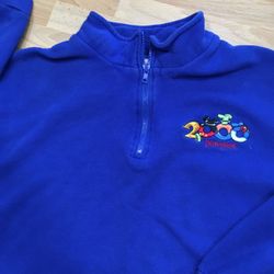 Vintage 2000 Disneyland Men's XXL Crewneck Blue Sweater Mickey Goofy Donald 00s