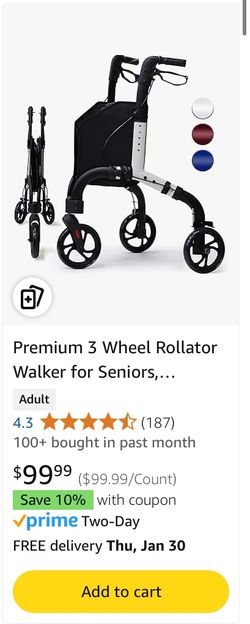 New 3 Wheel Rollator Walker For Seniors
