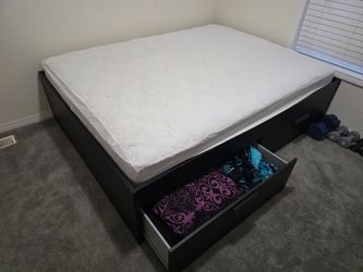 Queen bed frame with storage