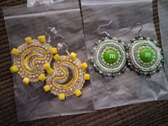 2 medallion earings beads