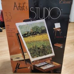 Art Studio Classic Artist's 33 Piece Set Easel New in Box