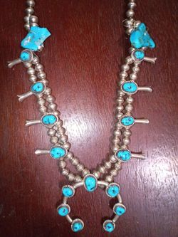 Turquoise sterling silver native American necklace