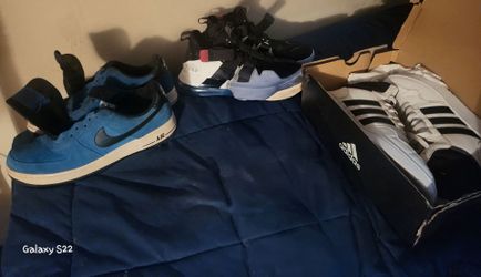 Nike Air Force 1, Nike Air Edge 270, and Adidas Hoops 2.0 Mid Sneakers