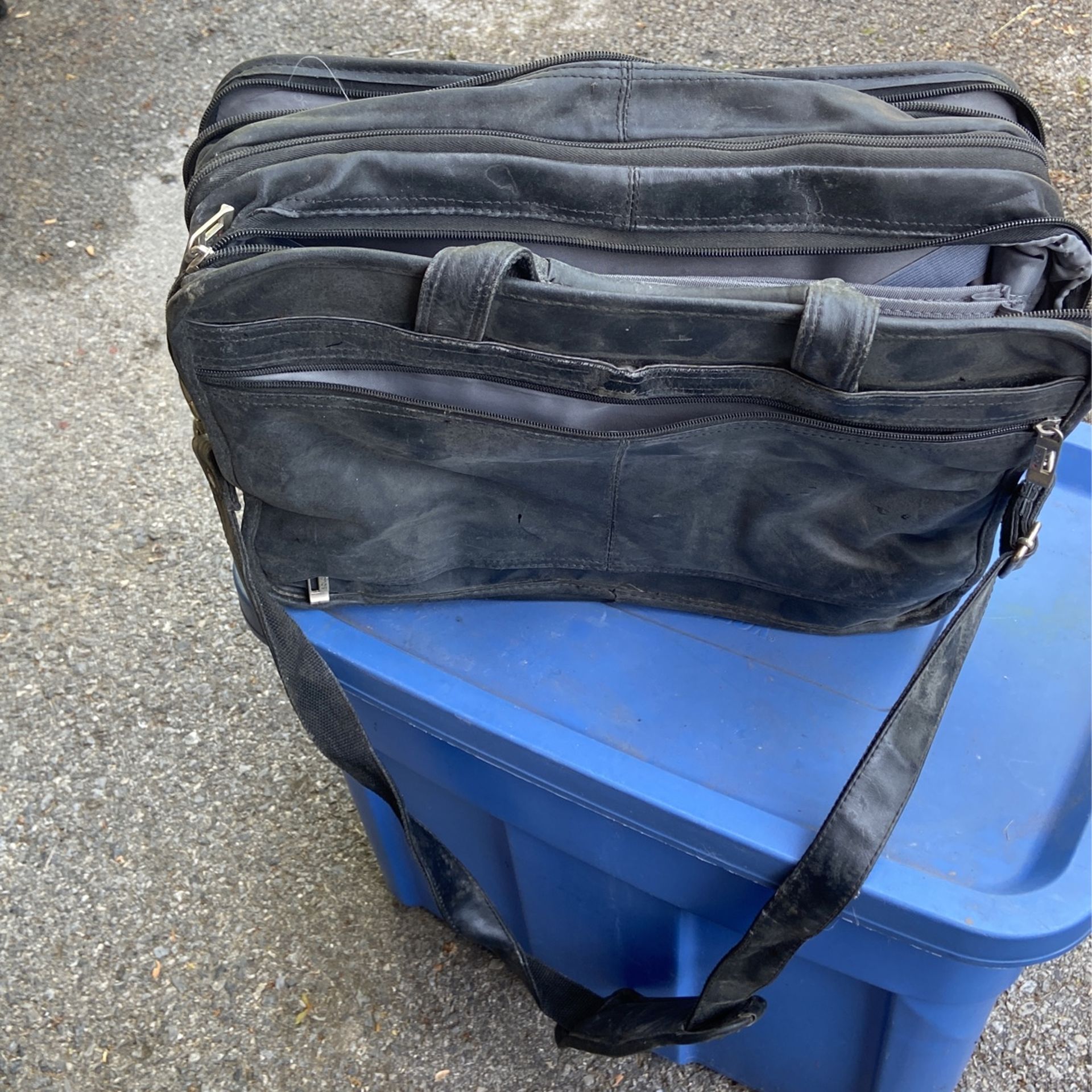 Black Leatherette Messenger Type Bag