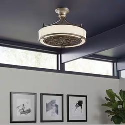 Windara 22 in. LED Indoor/Covered Outdoor Brushed Nickel Ceiling Fan with Light Kit and Remote Control