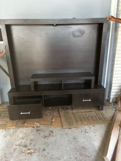 Contemporary Dark Brown/Espresso Entertainment Unit with Drawers-$125 Cash (67”H x 78”L x 16.5”W)