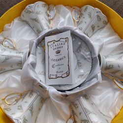 Italian Design Tea Cup Saucer Set. Fine Porcelain. 