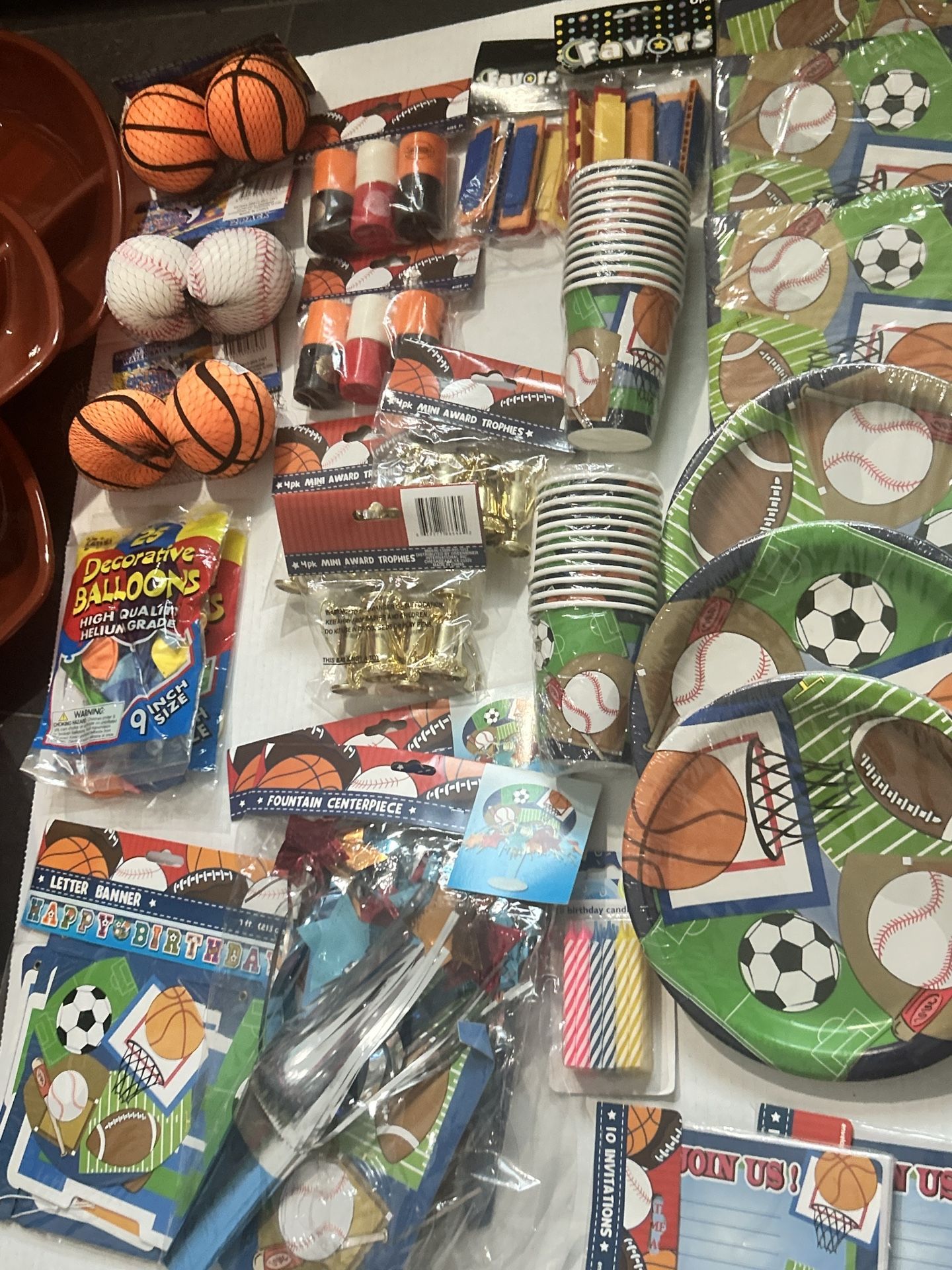 Birthday party supplies party favors sports theme all brand new
