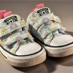 Converse Chuck Taylor All Star Rave Rainbows Girls Shoes Sz 4 Hook Loop EUC