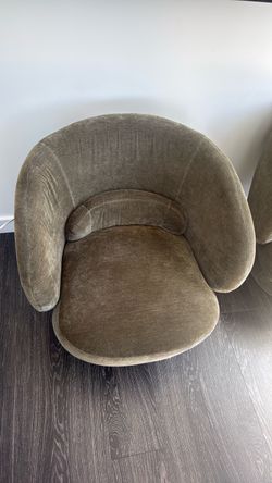 Set of 2 Olive Green Velvet Barrel Chairs