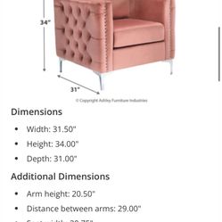 Pink Suede Arm Chair 