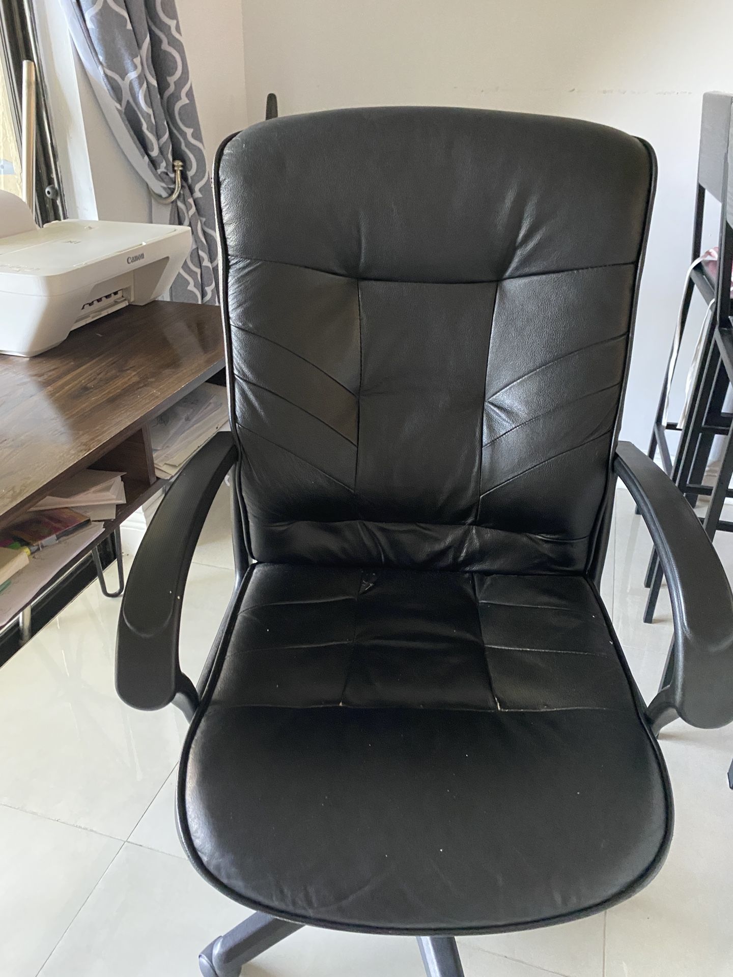 Desk(brown& Black) & chair (black Leather)