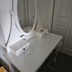 Ikea Vanity And Clear Chair 