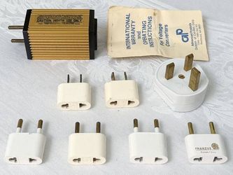Lot of International Travel Voltage Converter + Various Plug Adapters