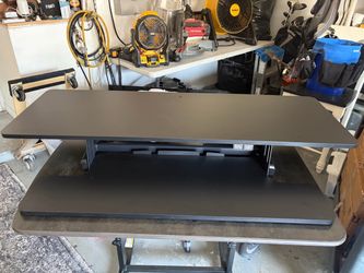 VIVO Black 47 inch Electric Desk Converter, DESK-VE48B Height Adjustable, Stand Up Desk Riser, Wide Keyboard Tray, Dual Monitor