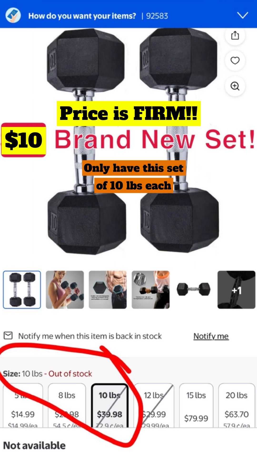 New Dumbbell Set Of 10 Pounds