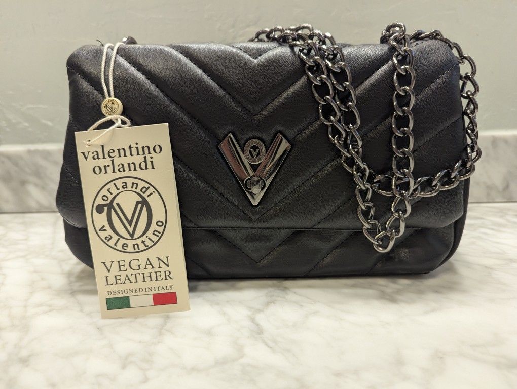 Price Reduced!!PRICE REDUCED - Valentino Orlandi Black Vegan Leather Bag (NWT)