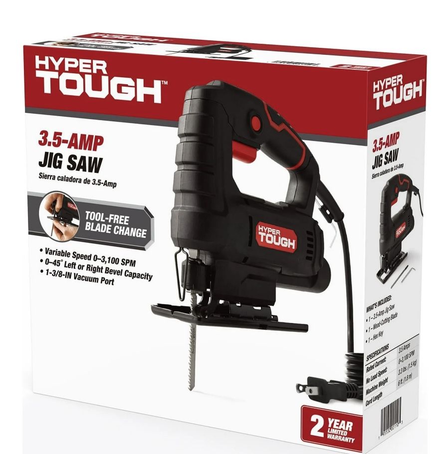 Hyper Tough 3.5-Amp Corded Jig Saw, Eelectric, 120 Volt, 44002