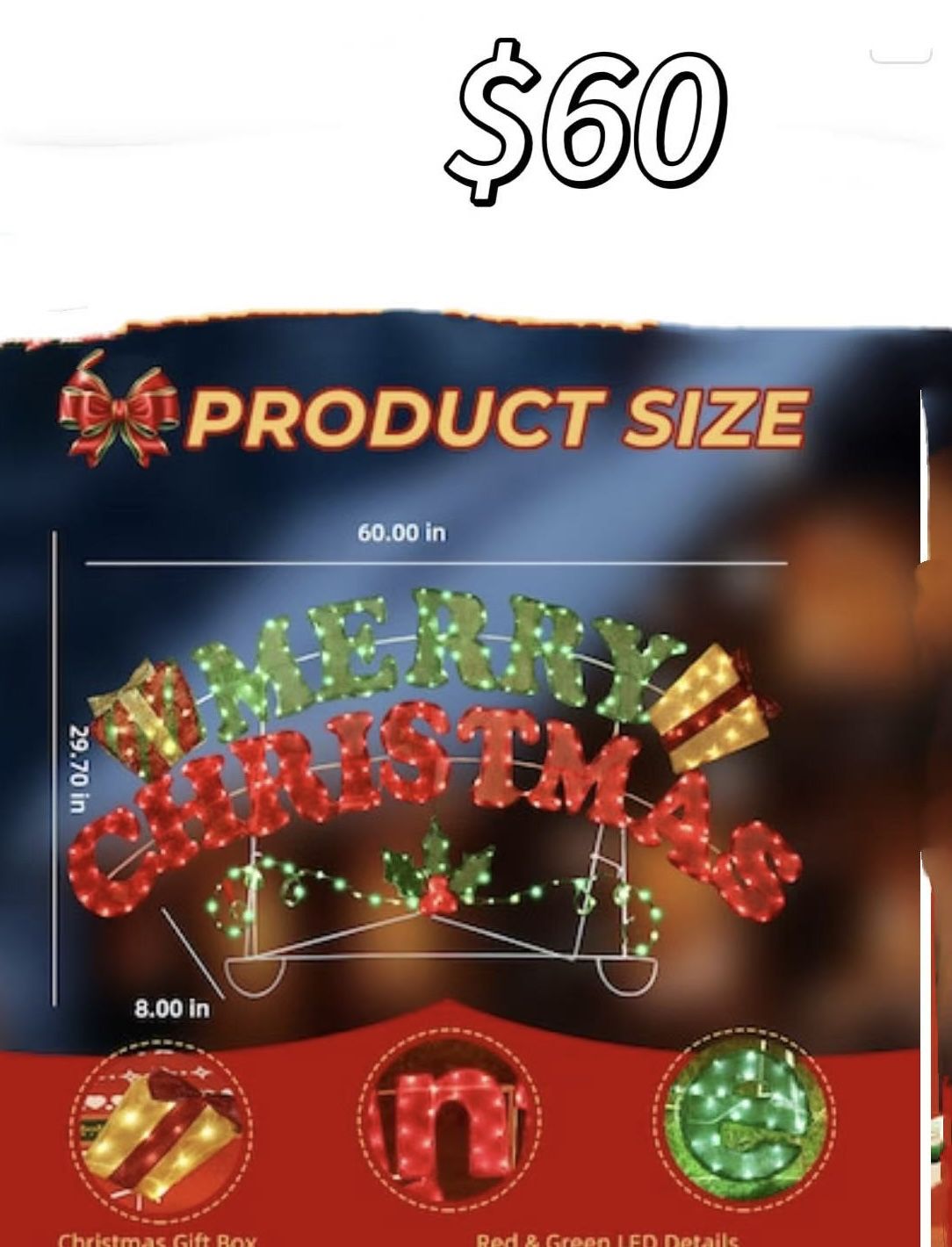 😀 Starfree 30.01-in Hanging Merry Christmas Yard decoration with Multicolor LED Lights