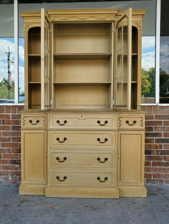 Gorgeous Vintage China Cabinet Secretary Desk 