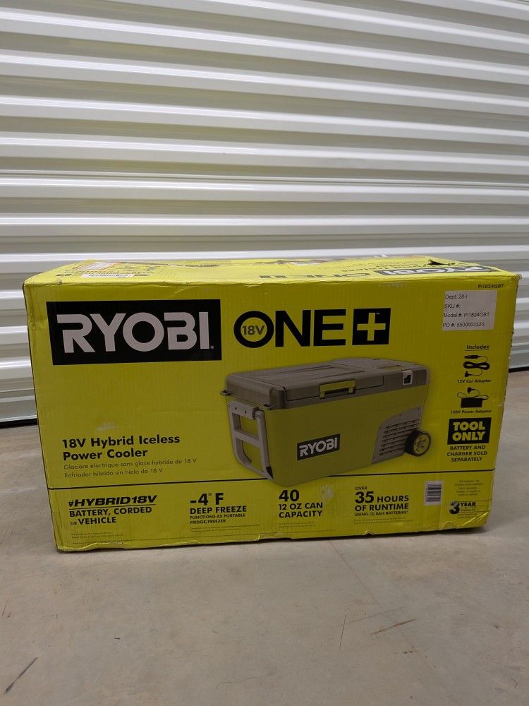 RYOBI
ONE+ 18V 24 Qt. Hybrid Battery Powered Iceless Cooler (Tool Only)