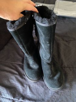 Black Tall Suede Shearling Boots uggs