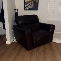 Dark Brown Leather Couch 