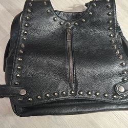 Black Leather Backpack/Purse
