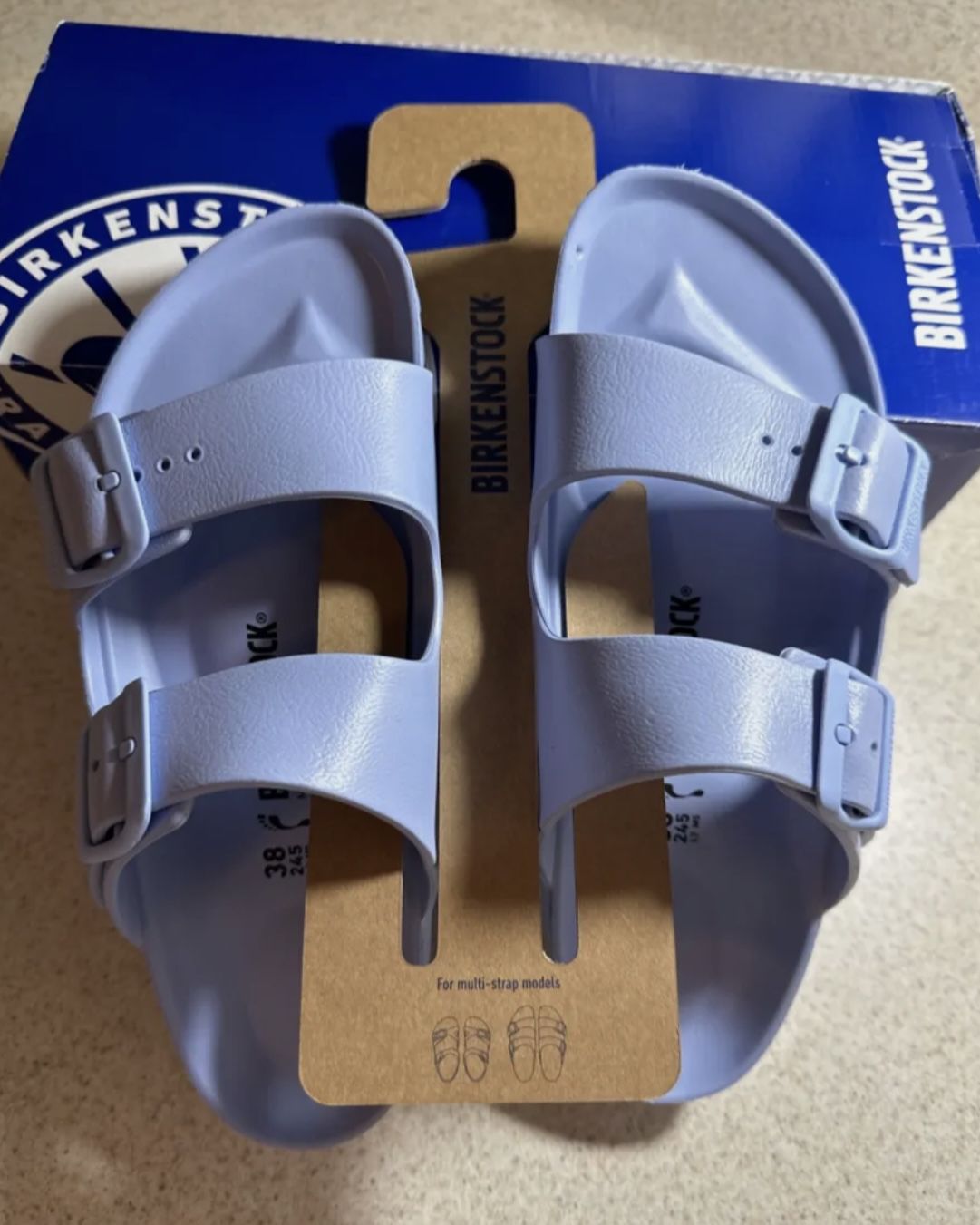 Birkenstock Arizona Essentials Sandal Unisex, Size 38, US L7 M5 - Dusty Blue